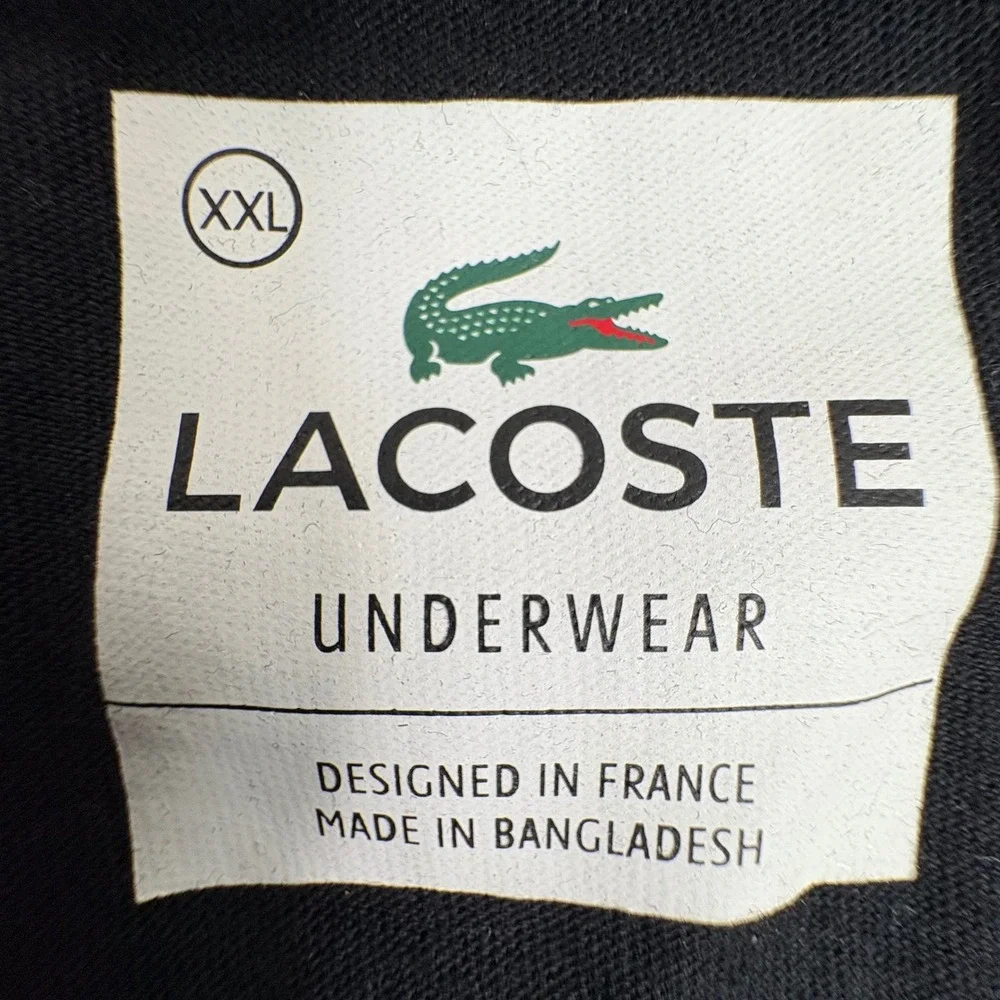 Lacoste V-Neck T-Shirt Mens XXL Black Supima Cotton Short Sleeve Old Money